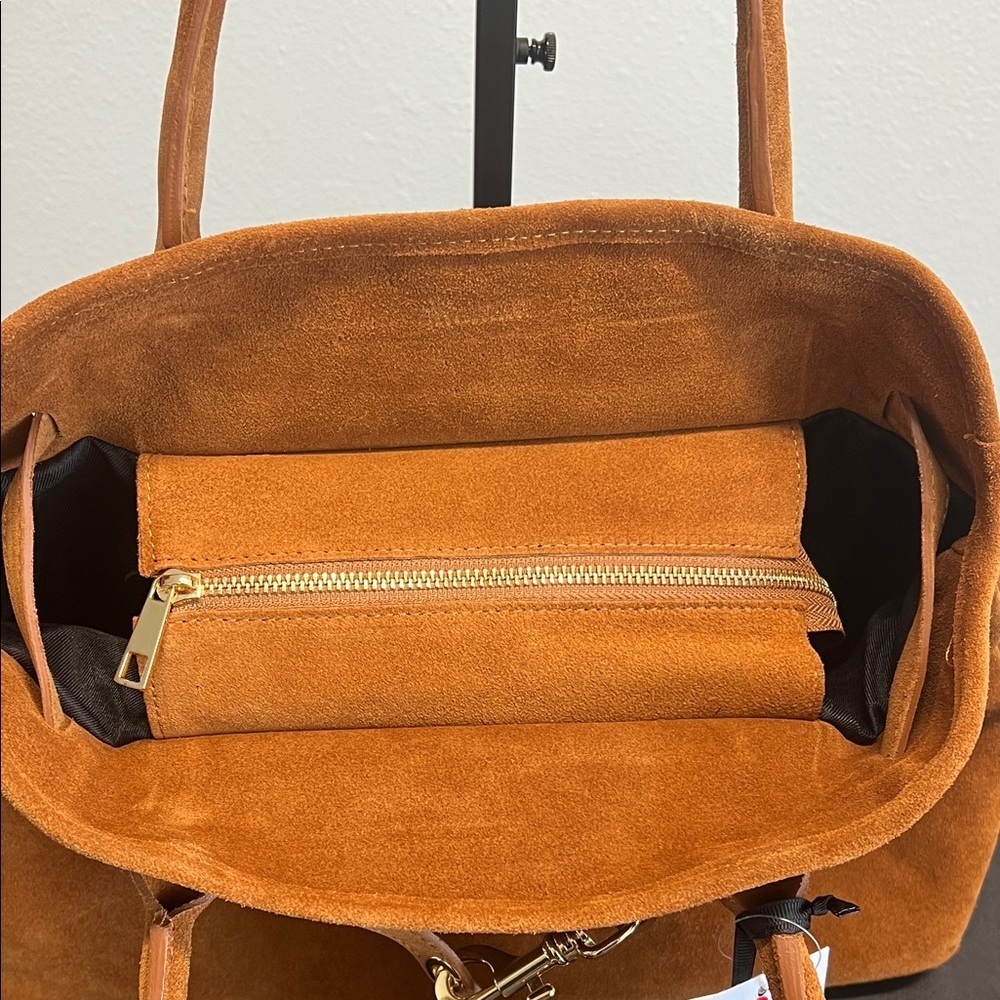 Marlon Firenze | “Eva” Ring Hook Leather Suede Tote - Picture 9 of 11